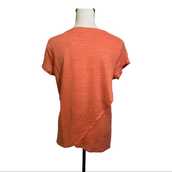 Halston 100% linen top short sleeve cross cross back. Size medium orange… - Picture 7 of 10